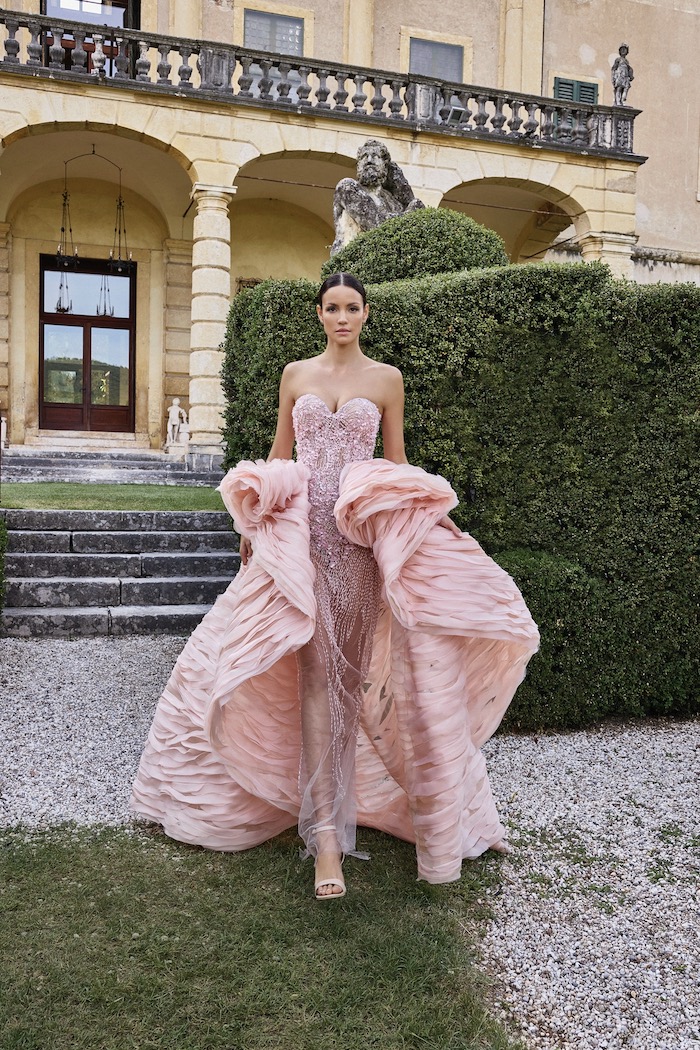 Sophie Couture - Flowery fully beaded organza dress
