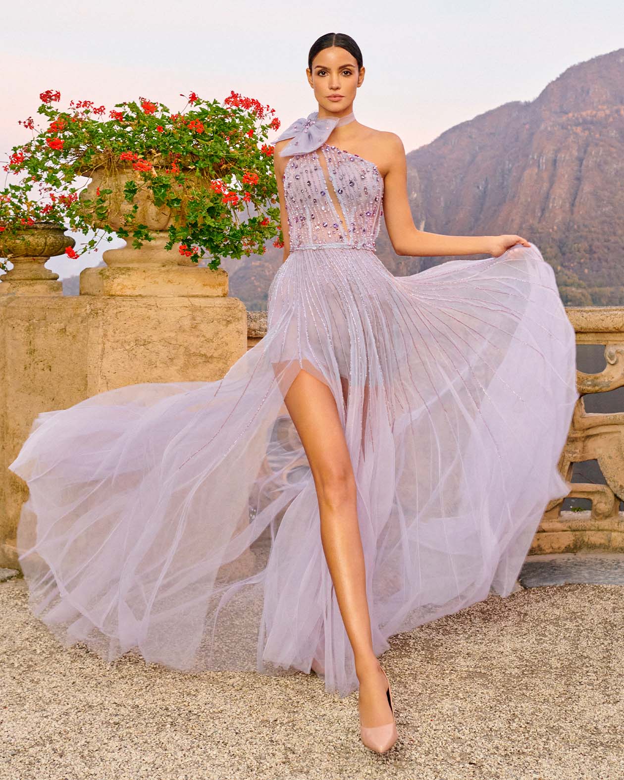 Lilac tulle beaded top dress