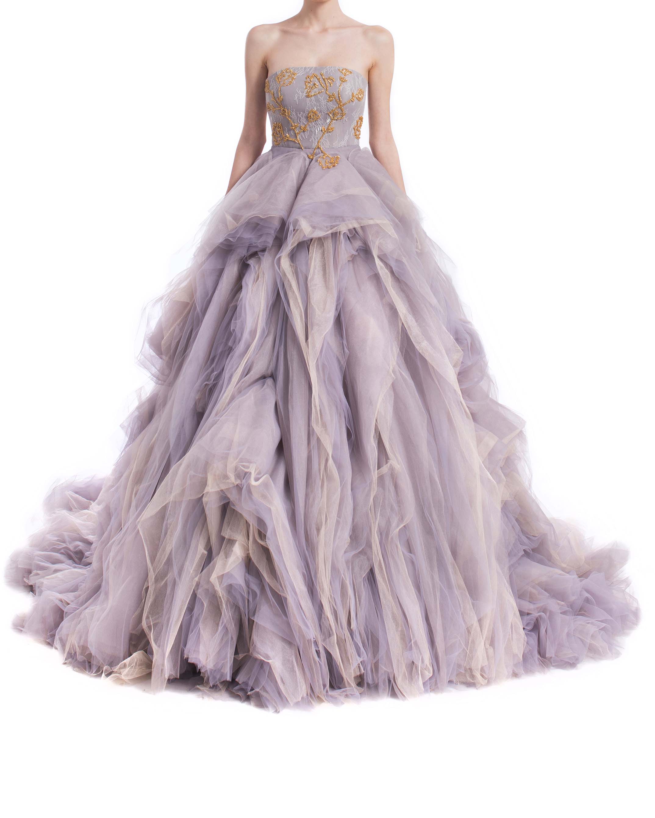 Tulle gown embroidered corset gown