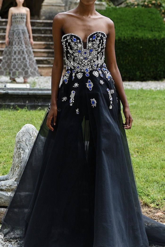 Corset organsa gown with embellished stones