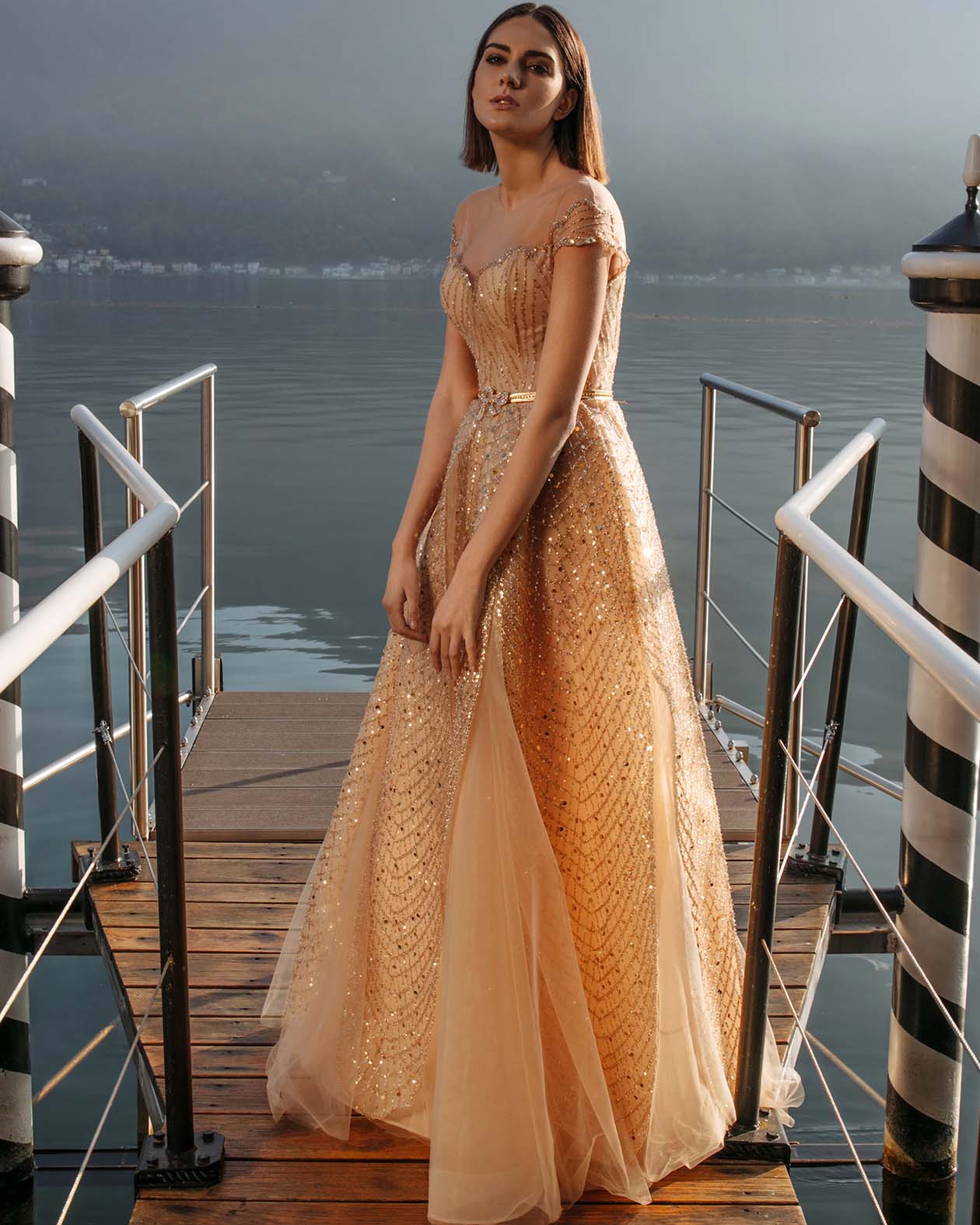 Golden beaded maxi dress