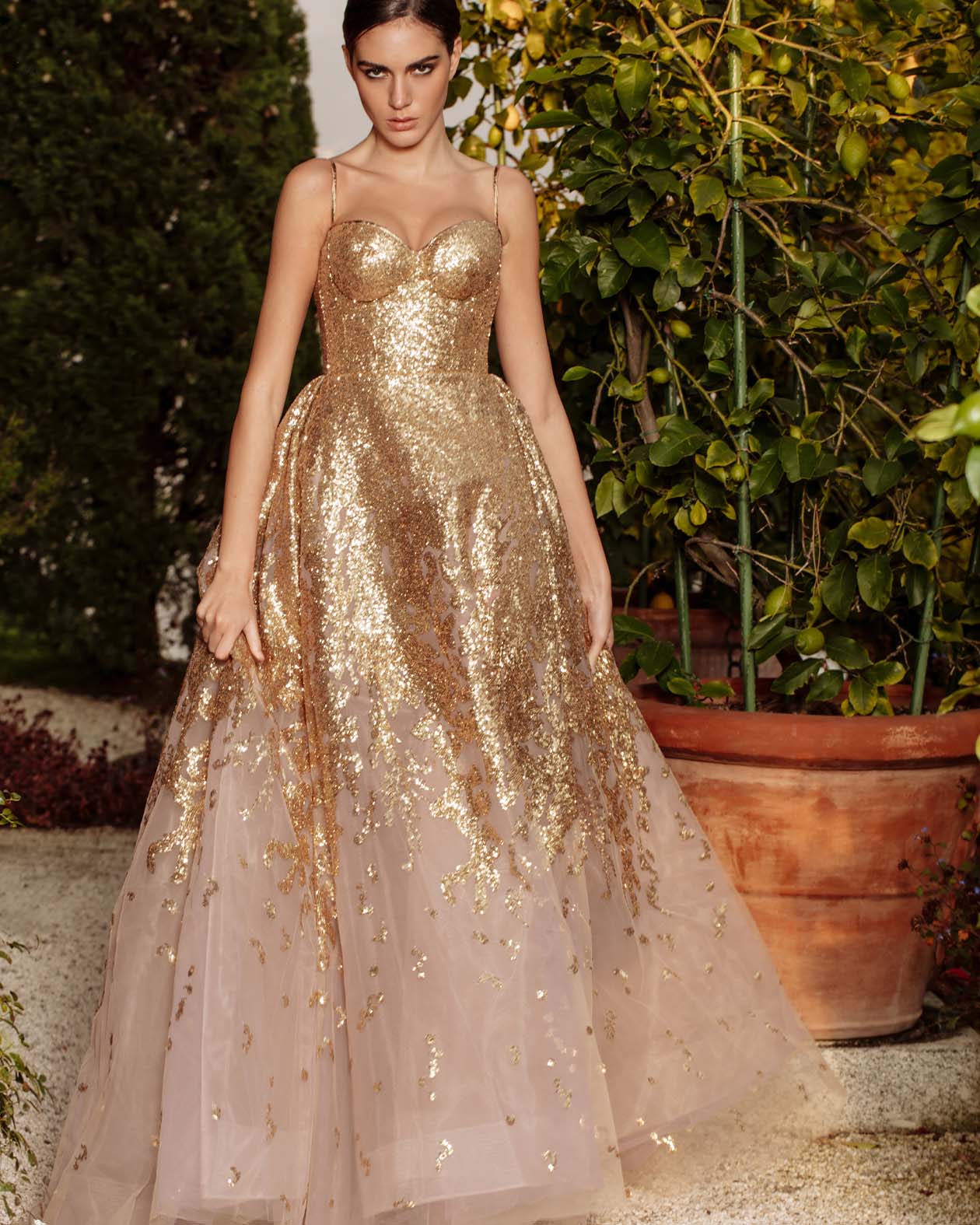 Golden embellished maxi dress