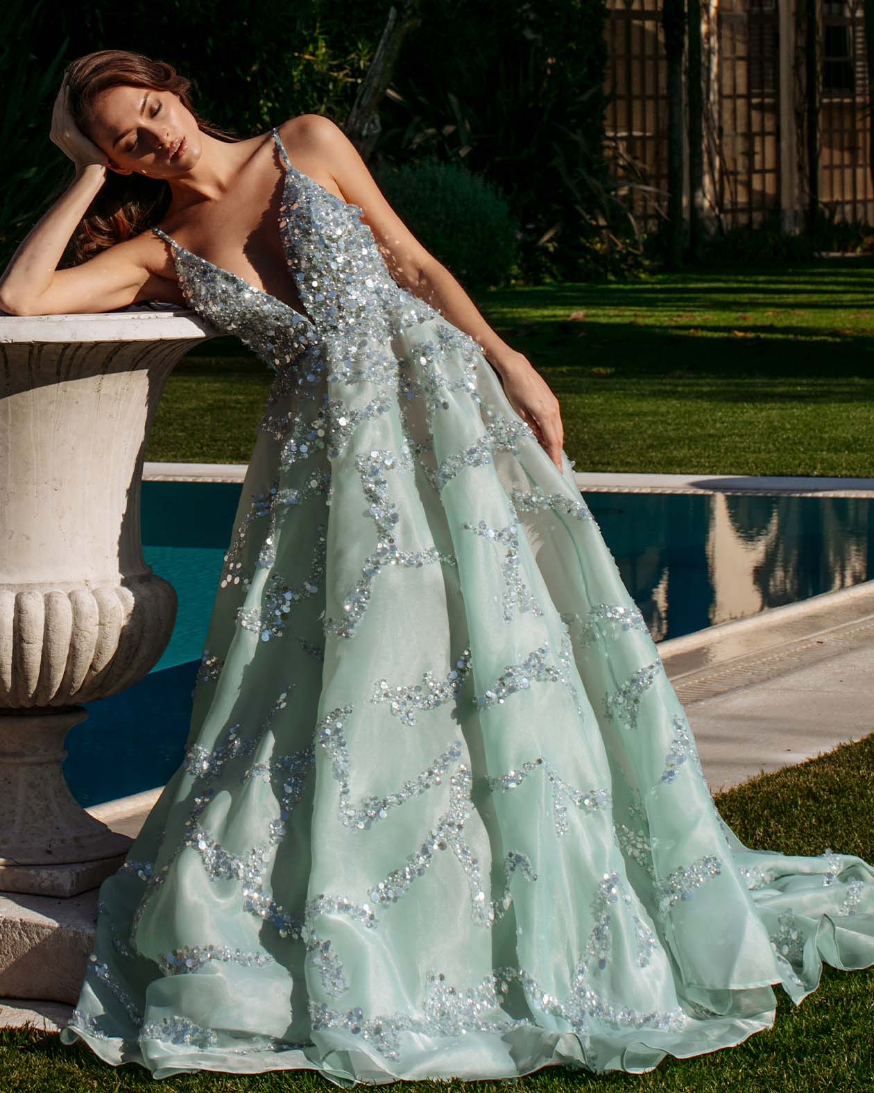 Beaded organza gown