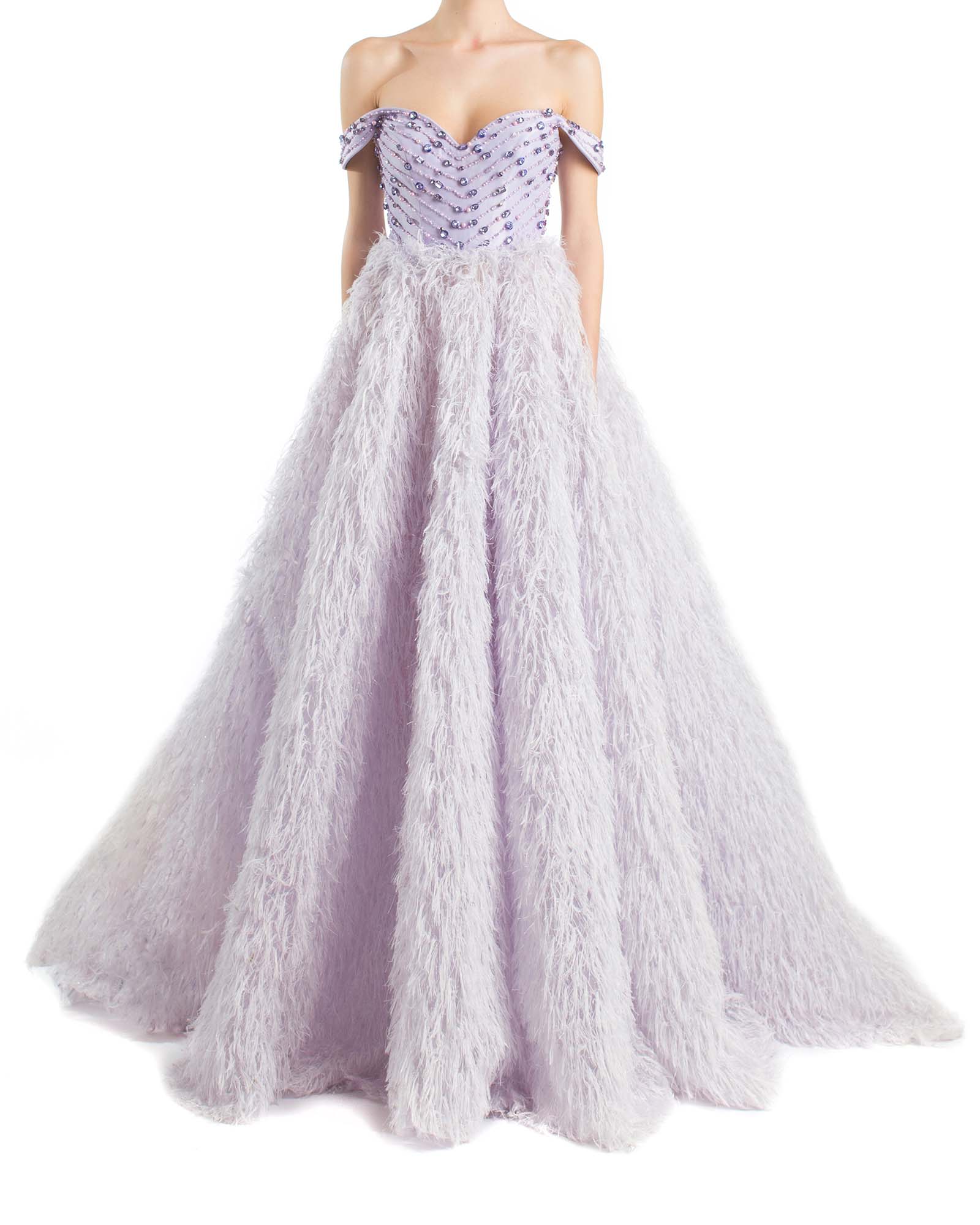 Lilac feathers gown