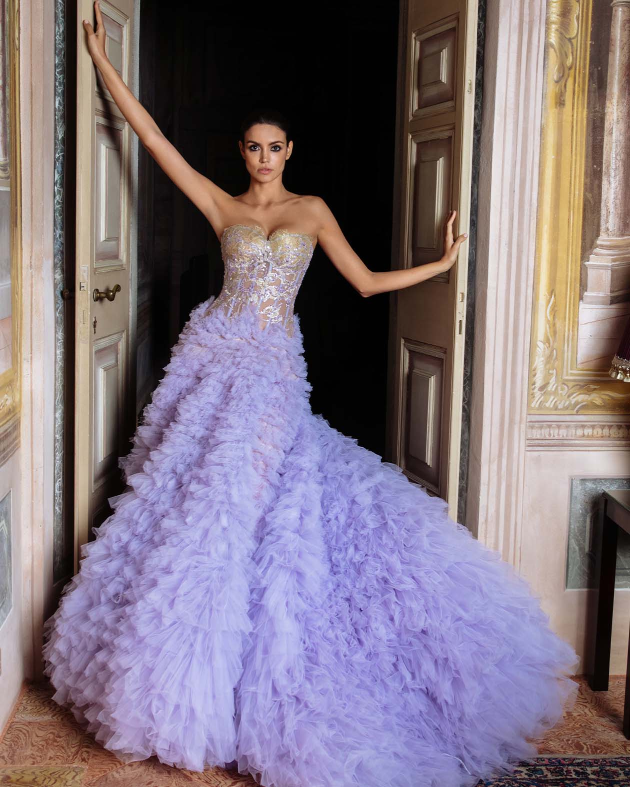 Embellished lilac gown